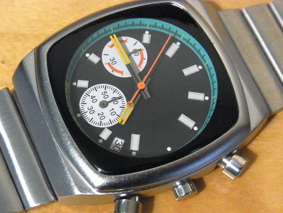 Men's Ciloa Classic Retro Industrial Brew Style Black Chronograph Dial Watch NEW - Image 1 of 4