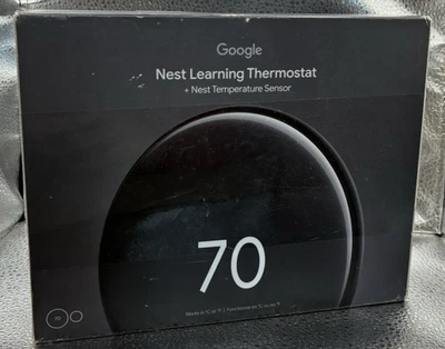 Google Nest Learning Thermostat 4th gen Polished Black-OPEN - Image 1 of 4