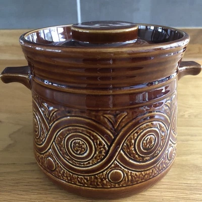 Vintage Ellgreave Saxony Brown Casserole Pot & Lid - Mid-Century / Retro - Image 1 of 4
