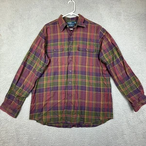 Polo Ralph Lauren Mens L Slim Whitfield Luxury Flannel Plaid Button Down Shirt - Picture 1 of 8