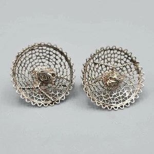 Vintage Sterling Silver Filigree Sombrero Wire Earrings 3.1g - Picture 1 of 10