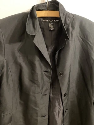 Vintage Damen Seidenmantel (100 %) Größe 8 (38-40) Schwarz Wie Neu Top Zustand - Bild 1 von 4