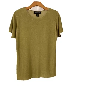 Vintage Linda Allard Ellen Tracy 100% Silk Knit Top Size Large Chartreuse Green - Picture 1 of 6