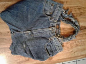 Jean Purse Route 66 _14 ins Wide / 14 ins Deep Braded Handle Hand Made? VeryCute - Picture 1 of 7