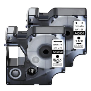 Etiqueta de cinta transparente negra 2 piezas compatible con DYMO 45800 D1 LabelManager 350D 300 - Imagen 1 de 8