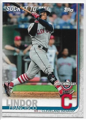 2019 Topps Opening Day Francisco Lindor #SM-10 Sock It To Me Short Print SSP - Image 1 of 2