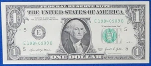 $1 One Dollar Bill Fancy Serial Number - September 9th 1984 - Birthday Note - Picture 1 of 2