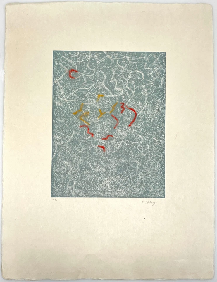 Grabado sobre papel Mark Tobey "Hojas de invierno" color HC. Impresionista abstracto Foto 1 de 4