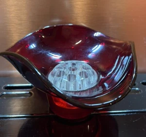 1960s Sowerby Ruby red Tricked Wavy Rim Glass With Original Clear Glass Frog - Picture 1 of 2