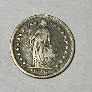 1877-B Switzerland Silver  1/2 Half Franc. Rare Low Mintage Coin!!! - Picture 1 of 2