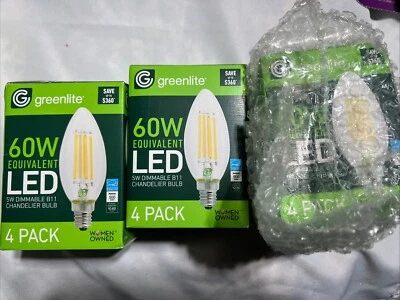 3 Pk 12/Bulbs 60W 5W E12 Greenlite Dimmable LED chandelier  Light Bulb - Image 1 of 2