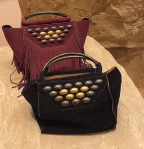 ZARA BNWT 2025. BLACK SPLIT SUEDE MINI CITY BAG STUDS. 6698/510/800 - Picture 1 of 7