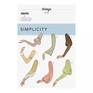 SIMPLICITY PATTERN 8695 SLEEVES RETRO 1930 MISSES SIZES 10-22UNCUT free shipping - Foto 1 di 2