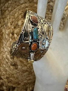 Pulsera Occidental J CREW Turquesa Mármol Crackle Piedra Camello Bronce Nuevo 🙂229 - Imagen 1 de 7
