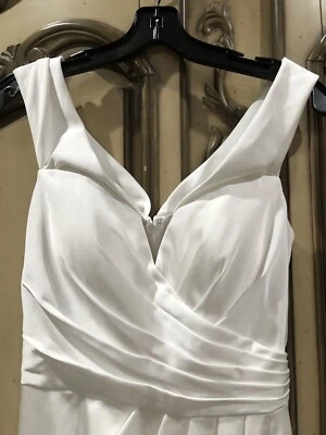 FAVIANA Talla 4 Blanco Vestido Boda Baile de graduación Vestido Alta Abertura Ceñida Butt Back ¡SEXY!! Foto 1 de 4