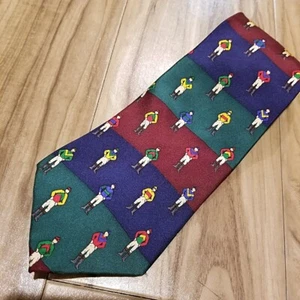 Vtg Alynn Jockey Horse Racing Neck Tie Mens Silk Classic Derby Day Necktie 55" - Picture 1 of 6
