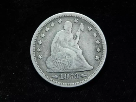 1873 25c Seated Liberty Quarter w/ Arrows Cover