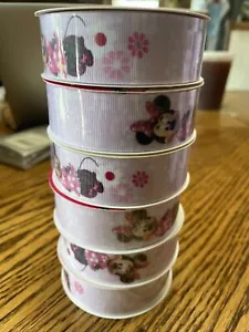 Lot Of 6 Rolls Disney Minnie Mouse Ribbon 1in X 3yd. NEW! - Picture 1 of 3