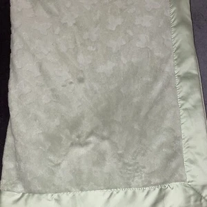 Bright Future Sage Green Embossed Teddy Bear Rattle Baby Blanket Fleece Back - Picture 1 of 6