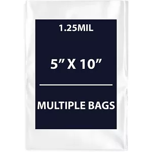 1,25 Mil 5" x 10" | LDPE Klar Flach Polybeutel, Flexibel & Langlebig | Mehrere Beutel - Bild 1 von 18