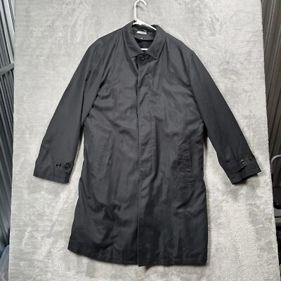 Ermenegildo Zegna Wool Cashmere Overcoat Trench Coat Black Italy Mens Size 58 - Image 1 of 4