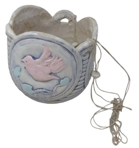 Jillian Barber Hanging Pot Pink Birds And Pink Flower-Signed - Picture 1 of 4