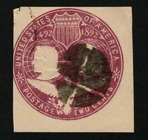 US 1893 U349 Violet 2c Columbus Liberty Cut Square Fancy Cancel Used - Picture 1 of 2