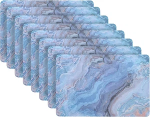 Navy Marble Rectangle Cork Placemats - Heat Resistant Placemats, Non-Slip, Easy - Picture 1 of 12
