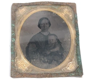 Altes Foto. Datiert 1862. Frau mit Kind. Namen auf der Rückseite - Bild 1 von 12