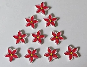 10 Red & Pink Flower Shape Two Hole Buttons Size 20mm - Picture 1 of 2