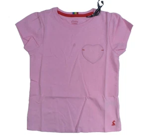 Joules Pink Cassie Heart Patches Pocket Short Sleeve Cotton T-Shirt Girls 6Y - Picture 1 of 8