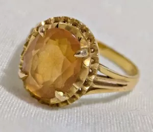 Antico citrino naturale in oro giallo 18 carati misura 6 Giappone - Foto 1 di 9