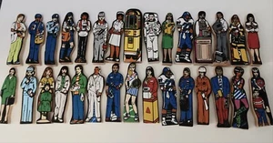 Wooden Block Community Helper Vintage Dolls For Block Area Double Sided Paint - Picture 1 of 6