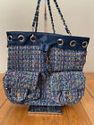 Casa di Borse Blue Woven Wool-Effect Handbag Shoulder/Backpack Convertible Bag
