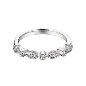 14K White Gold Lab Grown Diamond Wedding Band MZ1851 - Picture 1 of 7