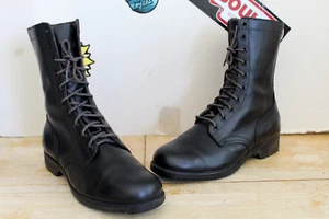 Vintage RO-SEARCH Black Leather Military Combat Boots. Size 11 W USA Made 11/71 - Picture 1 of 13