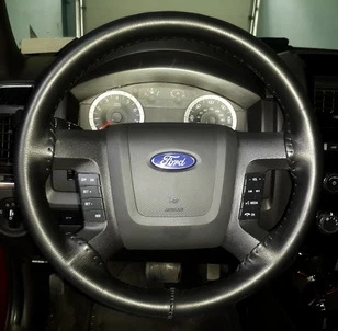 BLACK Leather Steering Wheel Cover for Ford Ranger 2005 - 2011 Wheelskins C - Image 1 of 4