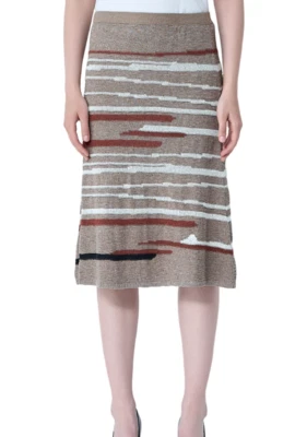 Falda BOTTEGA VENETA $1750 Piedra/Arce/Tiza Lino/Algodón Nueva y Auténtica Foto 1 de 2