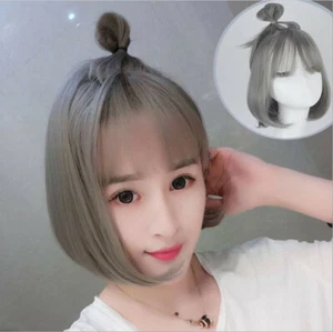 30cm Meatball Head Bob Korean Women Wigs Girls Short Hair Wigs+Wig Cup - Picture 1 of 11