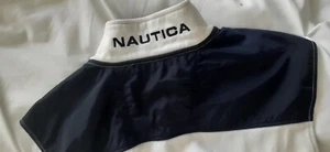 Nautica Sleeveless Vest White Half Zip Large Unisex Navy Collar #K8318T Awesome - Picture 1 of 15