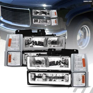 For 1994-2000 GMC C10 C/K Chrome Headlights+Bumper+k2 Corner Signal Am+LED Tube - Foto 1 di 9