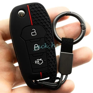 Silicone 3 Button Flip Key Fob Chain Case Cover For Ford F150 Ranger XL Ecosport - Bild 1 von 8