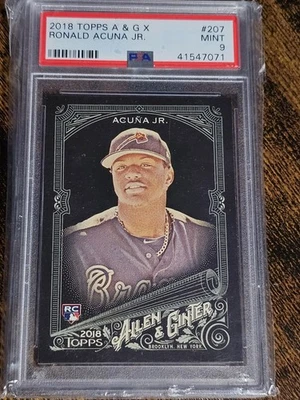 2018 Topps Allen & Ginter X Ronald Acuna Jr. RC Black #207 PSA 9!! MINT Braves  - Image 1 of 2