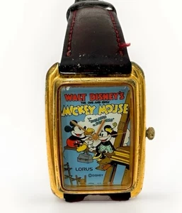 Vtg Lorus Disney Mickey and Minnie Mouse “Building a Building” Watch - Picture 1 of 5