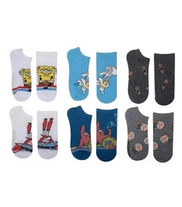 PACK DE 6 PANTALONES CUADRADOS BOB ESPONJA Niños Talla M/L 3-10 NO SHOW CALCETINES NUEVOS - Imagen 1 de 5