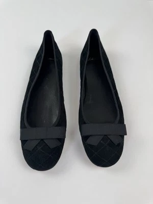 Delman Womens Round Toe Ballet Flats Black- Suede Quilted Sz 11 - Image 1 of 4
