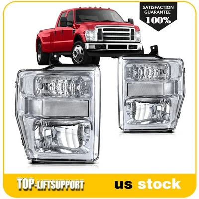 Fits 2008-2010 Ford F-250 F-350 F-450 F-550 Super Duty Chrome Headlight Assembly - Image 1 of 4