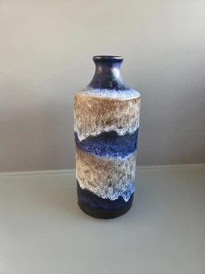 Scheurich 811 Vase 18 cm Blau Braun Weiß Fat Lava West German Keramik 70er - Bild 1 von 4