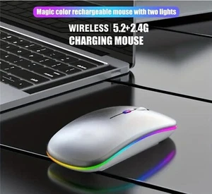 Maus PC, Laptop, Kabellos grau-weiss. Mit LED Beleuchtung. - Bild 1 von 12