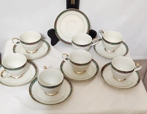 Set of 7 Mikasa Fine China Emerald Suite L3217 w/Gold Cup & Saucer Set - Picture 1 of 5